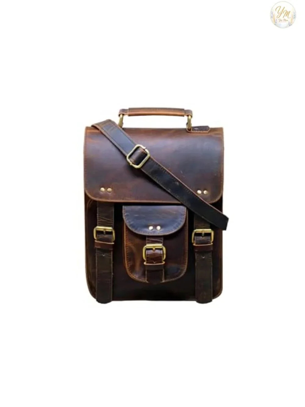 Genuine Leather Messenger Bag Vintage Laptop Crossbody Satchel Shoulder Bag Man